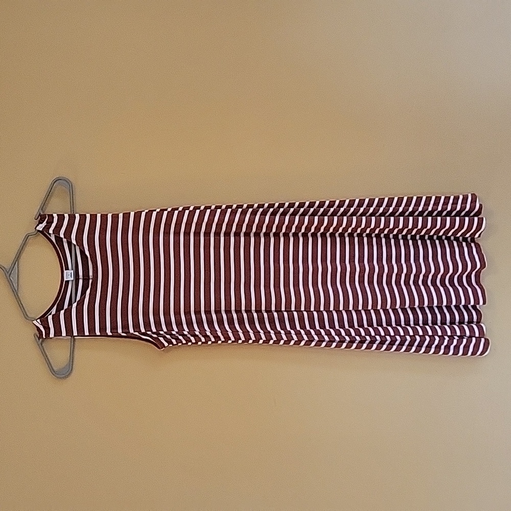 Striped Jersey-Knit Sleeveless Swing Dress